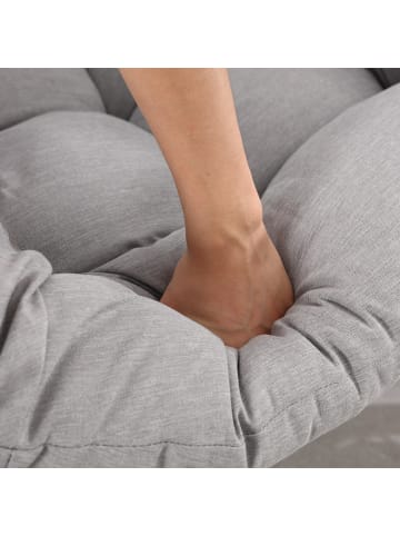 ABRIHOME Rattan Schaukelstuhl in Grau mit gepolstertem Kissen für Garten Terrasse