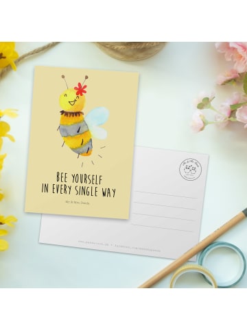 Mr. & Mrs. Panda Wanddeko Biene Blume mit Spruch in Gelb Pastell