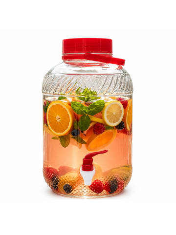 relaxdays Getränkespender in Transparent/ Rot - 10 l