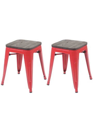 MCW 2er-Set Hocker A73 im Industriedesign stapelbar, Rot