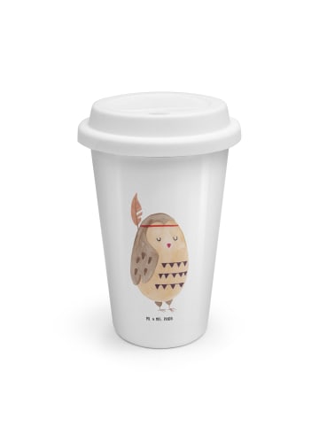 Mr. & Mrs. Panda To Go Becher Eule Federschmuck ohne Spruch in Weiß