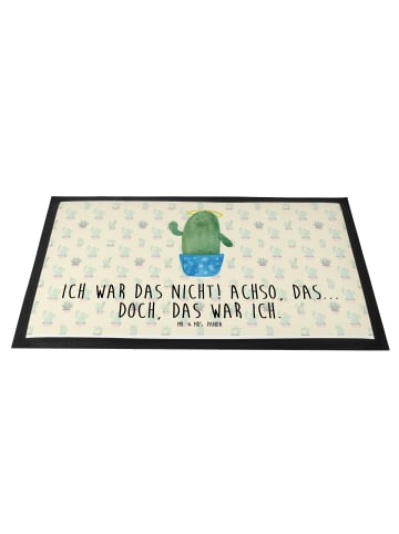 Mr. & Mrs. Panda Fußmatte Kaktus Heilig mit Spruch in Kaktus Grün