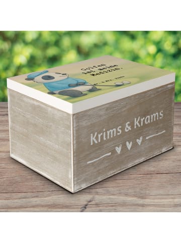 Mr. & Mrs. Panda Schatzkiste Panda Golfen Design mit Spruch in Weiß