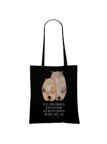 Mr. & Mrs. Panda Tragetasche Bären Liebe mit Spruch in Schwarz