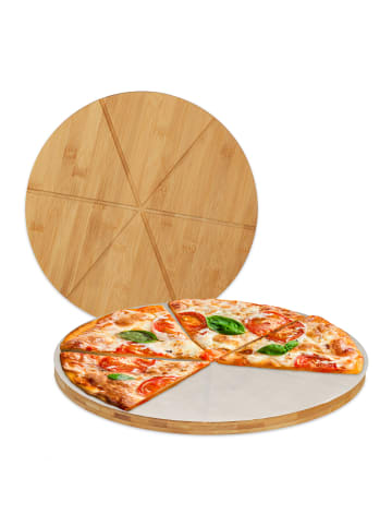 relaxdays 4 x Pizzabrett in Natur - Ø 33 cm