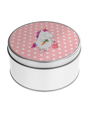 Mr. & Mrs. Panda Blechdose rund Einhorn Vegan ohne Spruch in Rot Pastell