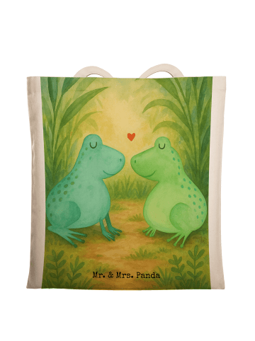Mr. & Mrs. Panda Jutebeutel Frosch Liebe Design ohne Spruch in Weiß