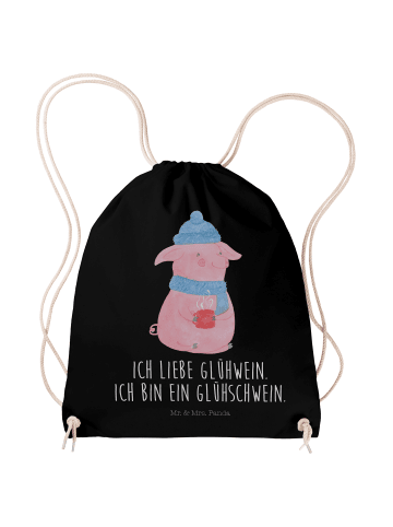 Mr. & Mrs. Panda Turnbeutel Schwein Glühwein mit Spruch in Schwarz