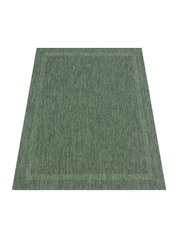 KADIMA DESIGN Outdoor Teppich Unifarben mit Bordüre Balkon, Terrasse in Grün