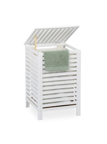 relaxdays Wäschetruhe in Weiß - (B)45 x (H)65,5 x (T)45 cm