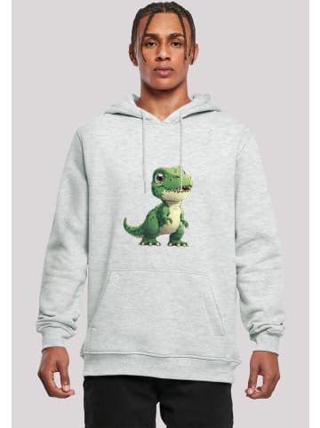 F4NT4STIC Hoodie Süßer grüner Dino in grau meliert