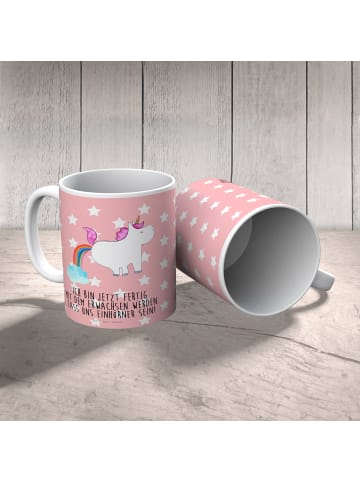 Mr. & Mrs. Panda Tasse Einhorn Pupsen mit Spruch in Rot Pastell