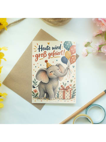 Mr. & Mrs. Panda Geburtstagskarte Elefant fröhlich Design mit Sp... in Weiß