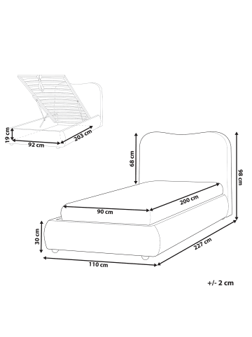 Beliani Einzelbett BLAGNAC in Rosa/Braun - (W) 110 x (H) 98 x (L) 227 cm