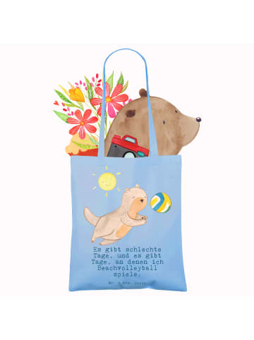 Mr. & Mrs. Panda Shopping Tasche Otter Beachvolleyball mit Spruch in Sky Blue