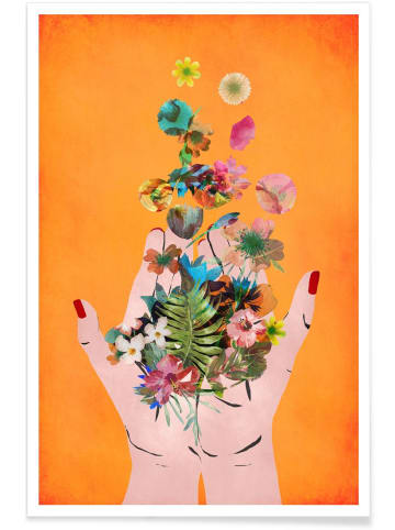 Juniqe Poster "Frida's Hands" in Bunt & Orange