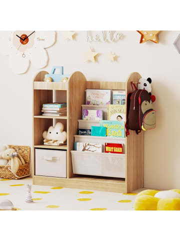 COSTWAY Bücherregal Kinder mit Spiegel 87,5 x 30 x 90 cm in Hellbraun