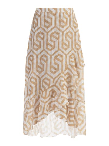 faina Damen Midirock in Beige Weiss