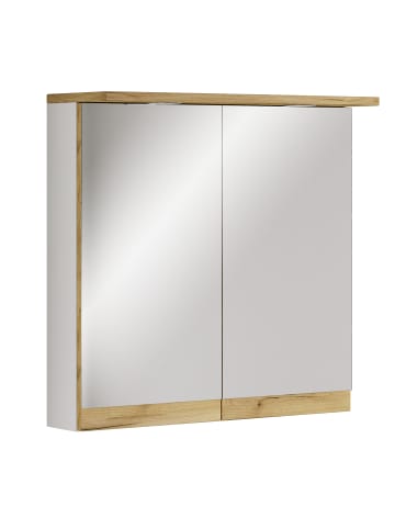 VCM  LED Bad Spiegelschrank Steckdose 59x60x23 Cosila in Weiß / Honig-Eiche