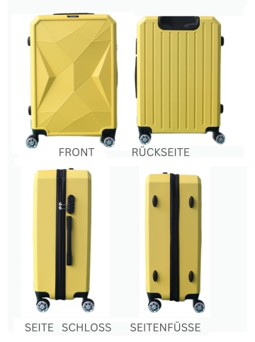 Cheffinger Reisekoffer ABS-03 Koffer 3-teilig Hartschale Trolley Set in Gelb