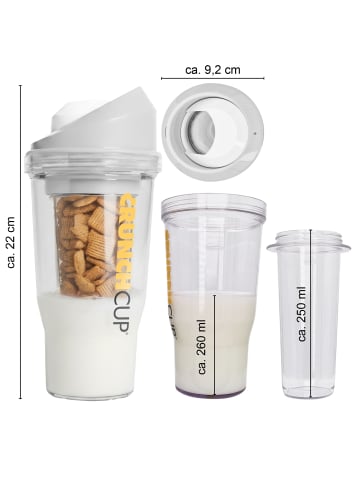 Stoneline Original CrunchCup Tragbarer Müslibecher To Go 260 + 250 ml | Weiß in Weiß