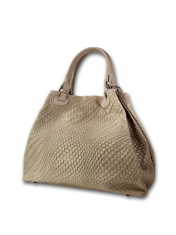 Toscanto Leder Handtasche, Umhängetasche Toscanto Tasche taupe, beige, braun ca. 31cm
