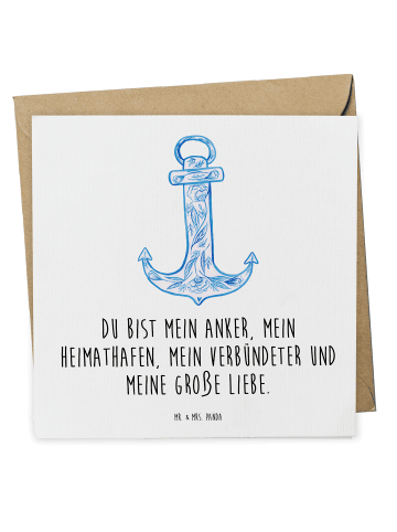 Mr. & Mrs. Panda Glückwunschkarte Anker Blau mit Spruch in Weiß