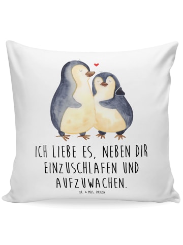 Mr. & Mrs. Panda Kissen 40x40 Pinguine Einschlafen mit Spruch in Weiß