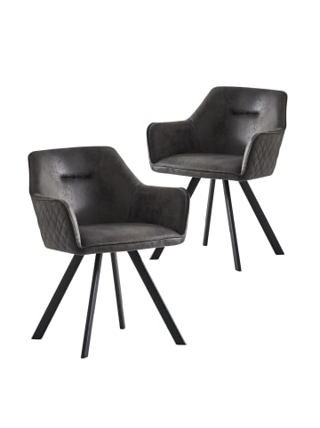 B&D Home 2er-Set: Esszimmerstuhl CYRUS in Anthrazit - (B)56 x (H)80 x (T)60 cm
