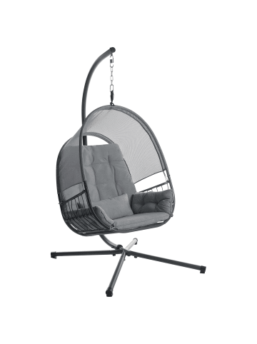 Beliani Hängesessel ALVIANO in Grau - (W) 98 x (H) 196 x (L) 136 cm