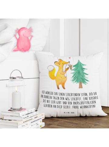 Mr. & Mrs. Panda 40 x 40 Kissen Fuchs  Weihnachtsbaum mit Spruch in Weiß