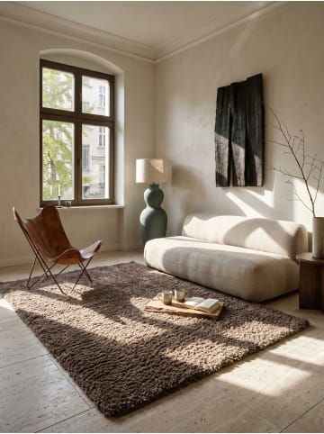 KADIMA DESIGN Teppich Hochflor Shaggy Waschbar Einfarbig RHEIN Strapazierfähig in Mokka