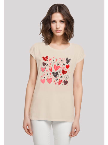 F4NT4STIC Extended Shoulder T-Shirt Cute Herzen Variety Valentinstag in Whitesand