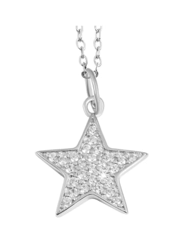 Adeliás Damen Anhänger – Stern Anhänger aus 925 Silber mit Zirkonia in silber