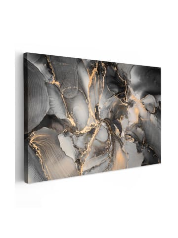 MuchoWow Leinwand bilder Abstrakte Kunst gold grau (BxH)