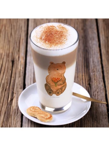 Mr. & Mrs. Panda Blümchentailglas Bär Dankbar ohne Spruch in Transparent