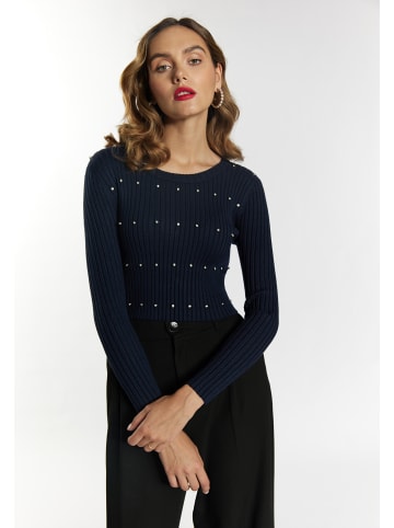 faina Damen Pullover Mit Strass-Steinen in Marine