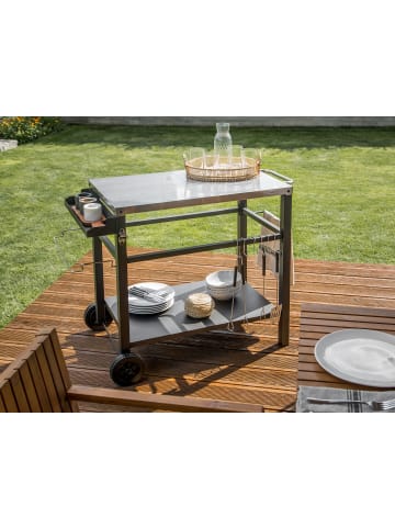 Beliani Gartenküche SPIAZZI in Schwarz/Silber - (W) 60 x (H) 83 x (L) 115 cm