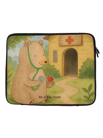 Mr. & Mrs. Panda Laptop Tasche Bär Arzt Design ohne Spruch in Weiß