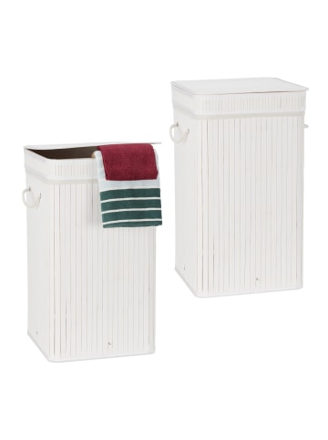 relaxdays 2 x Wäschekorb in Weiß - (B)36 x (H)63 x (T)36 cm