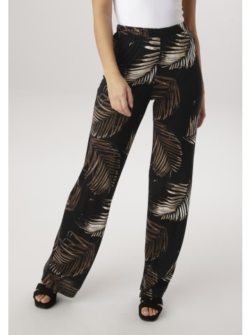 Aniston SELECTED Schlupfhose in schwarz-beige-braun-oliv-bedruckt