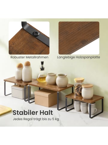 SONGMICS 3er-Set: Küchenregal Bystro in Vintagebraun - (B)19.5 x (H)18.5 x (T)29.7 cm