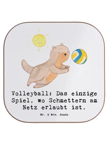Mr. & Mrs. Panda Bierdeckel Volleyball Schmettern mit Spruch in Weiß