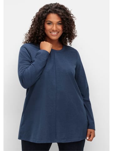 sheego Langarmshirt in nachtblau-meliert
