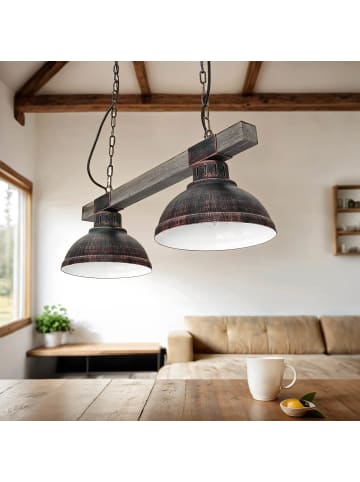 Licht-Erlebnisse Pendelleuchte (B)21 x (L)60 x (T)27 cm in Kupfer Antik Holz