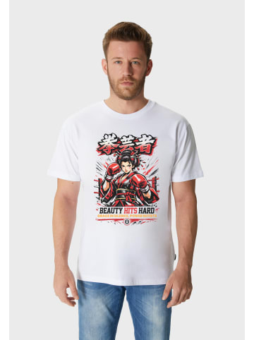 OLDSKULL T-Shirt Asian Boxing Graphic in White
