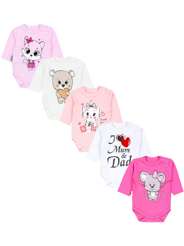 TupTam Unisex Langarm Body mit Aufdruck Spruch 5er Pack in rosa