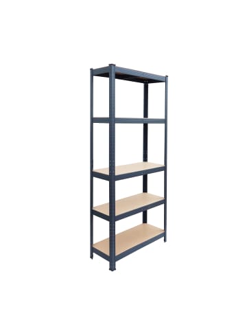 relaxdays Schwerlastregal "5 Ebenen" in Anthrazit - (B)75 x (H)150 x (T)30 cm