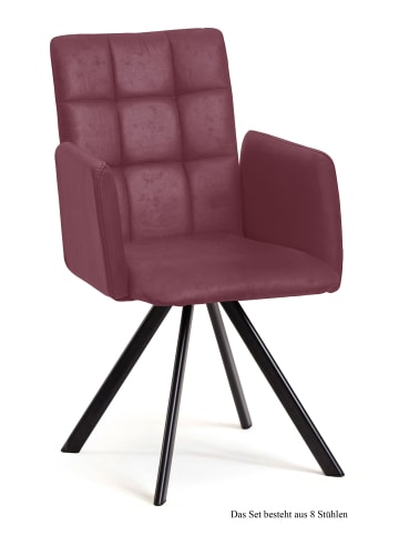 58 aufm Kessel ARMLEHNSTUHL (8er-Set) Dayle 52x91x60 Schwarz/Marsala