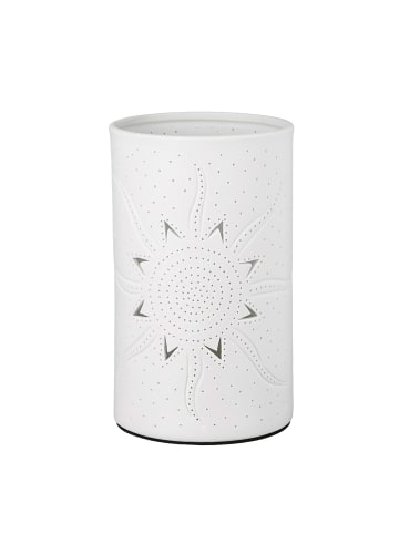 GILDE Porzellan Lampe "Zylinder Sonne" in Weiß - H. 20 cm - B. 12 cm